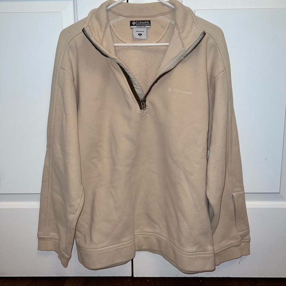 Mens Columbia Tan Quarter Zip Pullover